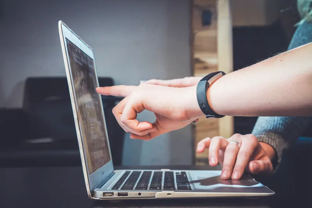 Reviewing website performance on a laptop