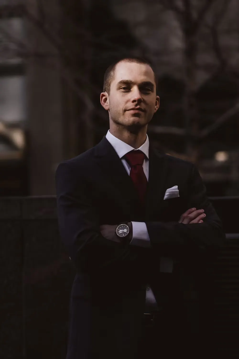 A local business professional in a suit